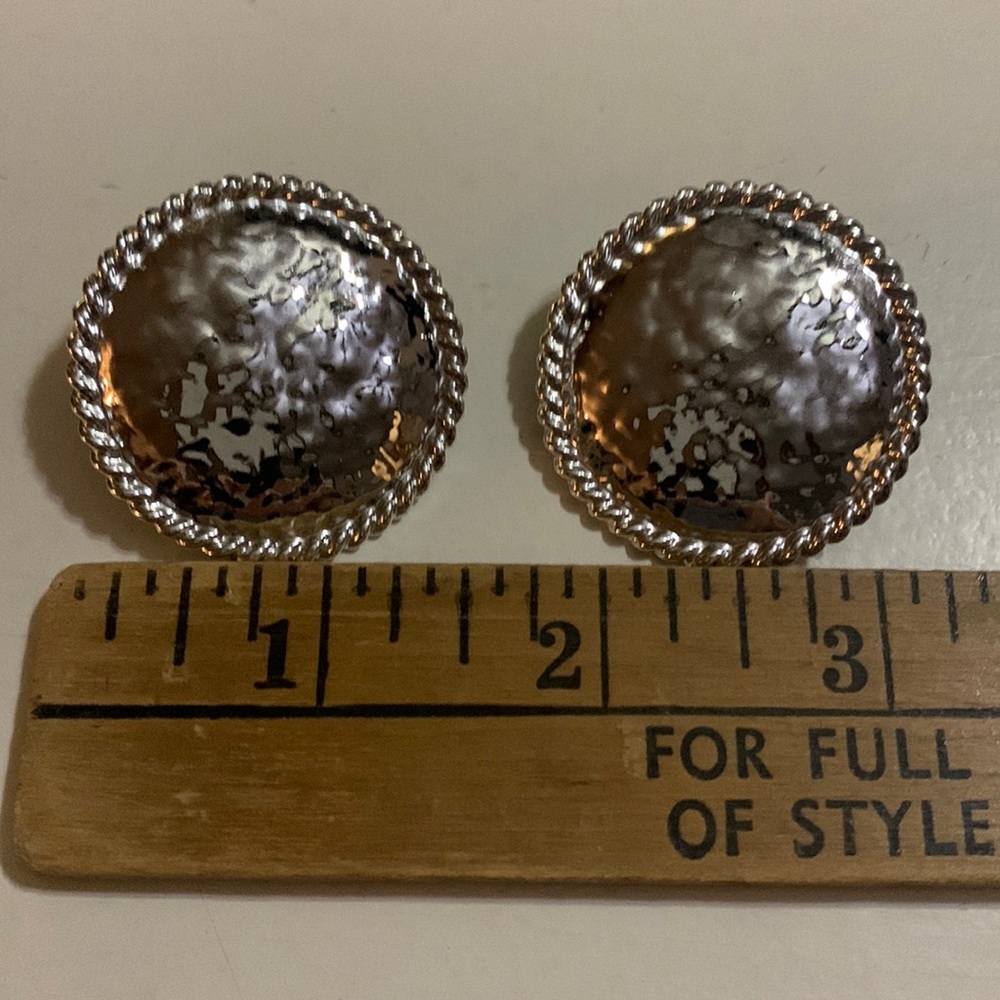 Silver concho earrings, pair.